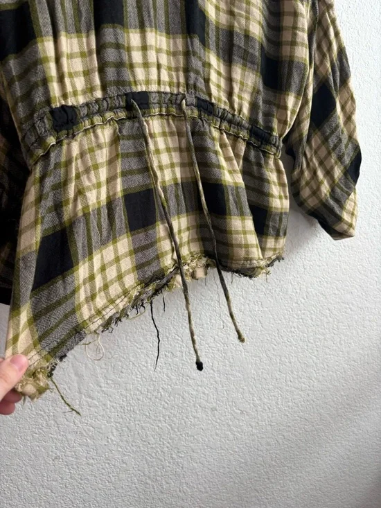 We The Free Yellow and Black Plaid Pacific Drawn Top Medium - Picture 9 of 9